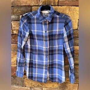 Size Small Blue Pink White plaid button up Shirt Old Navy